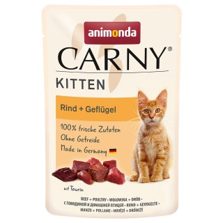 animonda Carny Kitten Pouch 12 x 85 g - Rind + Geflügel