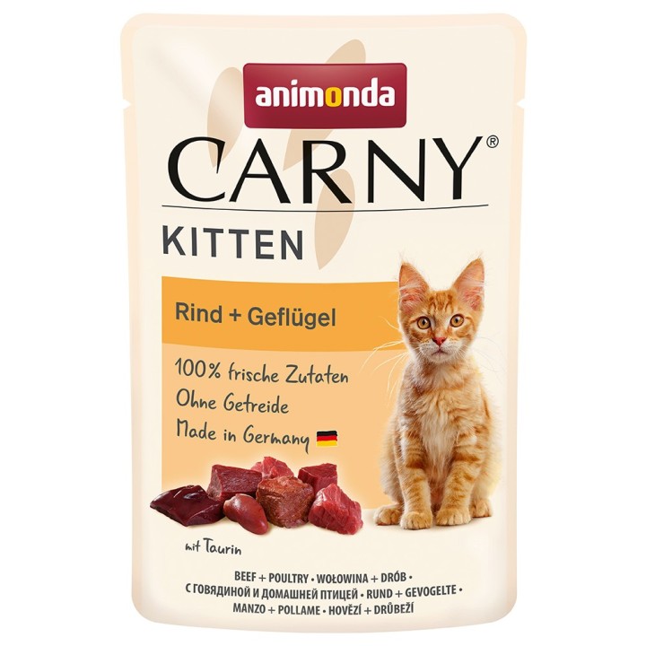 animonda Carny Kitten Pouch 12 x 85 g - Rind + Geflügel