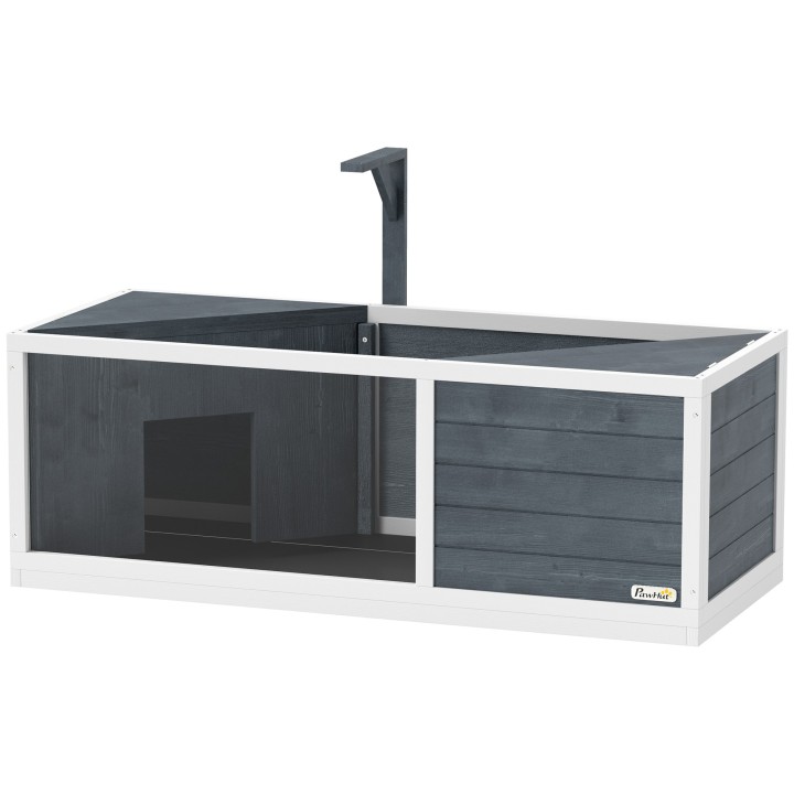 PawHut Schildkrötenhaus aus Holz, Schildkrötengehege mit zwei Haupthäusern, aufklappbarem Oberseite, Lichtständer, transparen