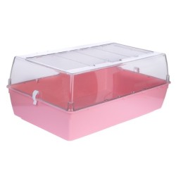 TIAKI Kleintierheim Panorama L - pink: L 71 x B 46 x H 31,5 cm