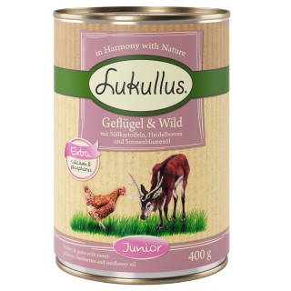 Lukullus Naturkost Junior 6 x 400 g Geflügel & Wild (getreidefrei)
