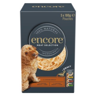 Encore Dog Gravy Pouch Mix 5 x 100 g - Fleisch-Auswahl (3 Sorten)