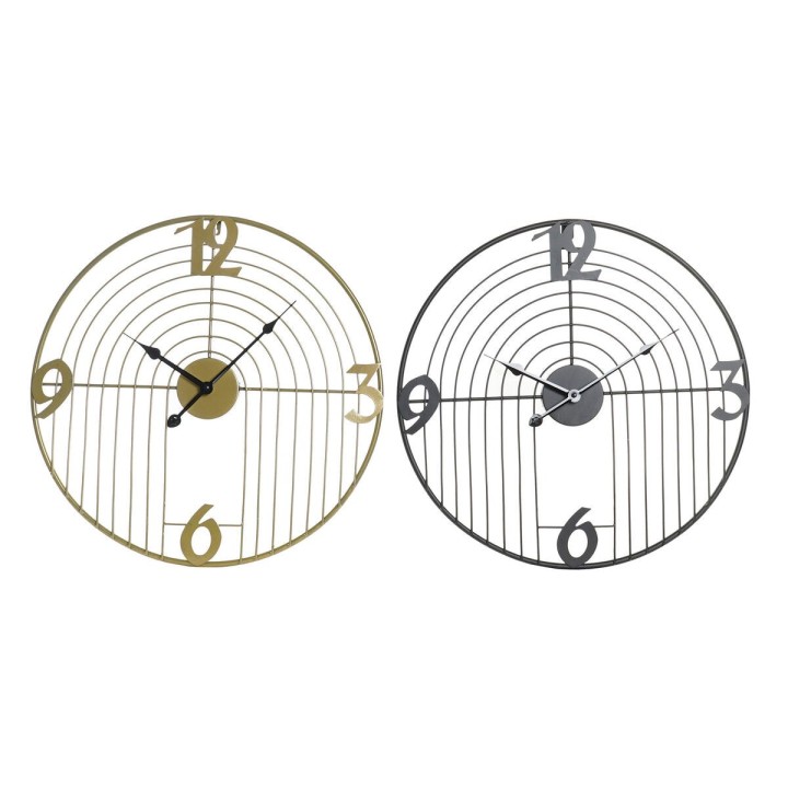 Wanduhr DKD Home Decor Schwarz Gold Metall Moderne 45 x 3 x 45 cm (2 Stück)