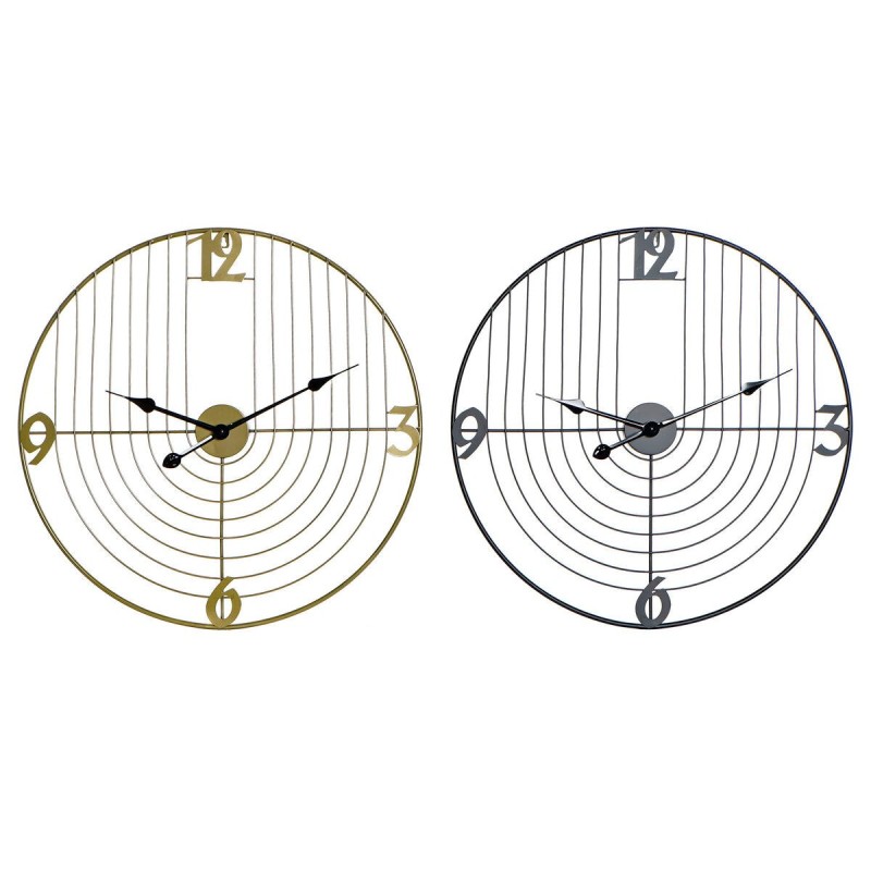 Wanduhr DKD Home Decor Schwarz Gold Metall 60 x 3 x 60 cm Moderne (2 Stück)