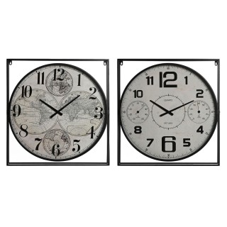 Wanduhr Home ESPRIT Weiß Schwarz Metall Holz MDF 62 x 6 x 65 cm (2 Stück)