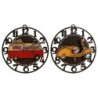 Wanduhr Home ESPRIT Gelb Rot Metall Vintage 34 x 33,5 x 32,5 cm (2 Stück)
