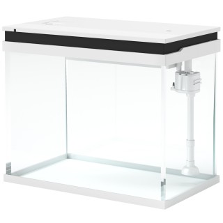 PawHut Aquarium, 41 Liter Glas-Aquarium mit Filtersystem, LED-Lichtern, Wasserpumpe, Kompaktes Aquarium für verschiedene Fisc