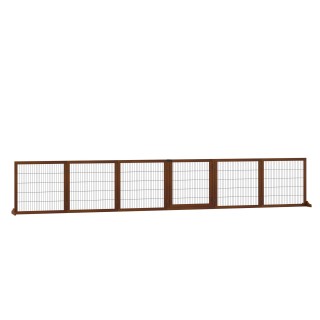 PawHut Absperrgitter Hund 6-teilig, 432 x 70 cm Faltbar Türschutzgitter mit 2 Stützfüßen, Freistehend Hundegitter, Treppengit