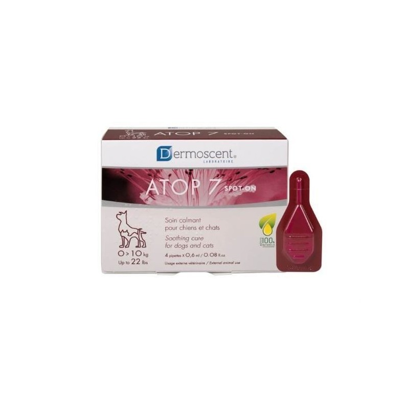 Beruhigende Pflege-Lösung für Hunde und Katzen 0-10 kg LDCA Dermoscent Atop-7 (x4)