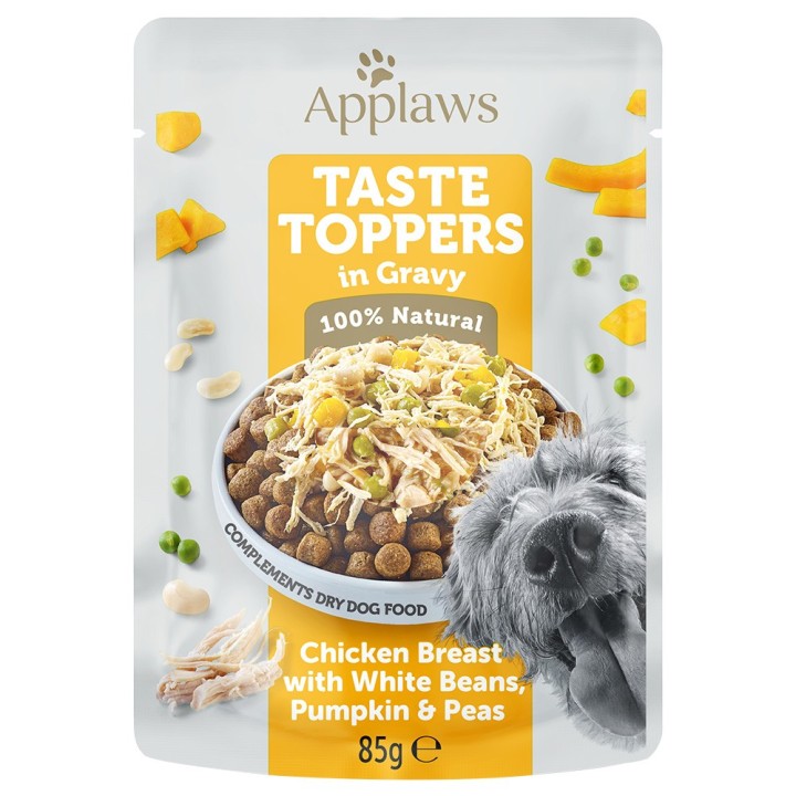 Sparpaket Applaws Taste Toppers in Soße 24 x 85 g - Huhn, Erbsen, Kürbis & weiße Bohnen