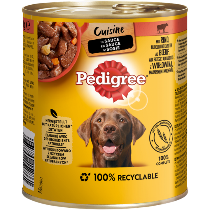 Pedigree Cuisine in Sauce mit Rind, Nudeln und Karotten - 800 g