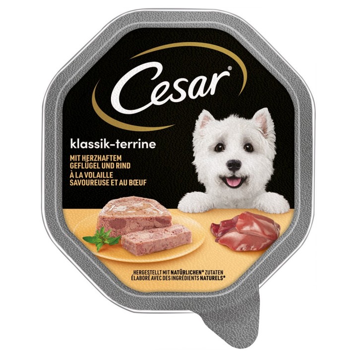 Megapack Cesar Schale 14 x 150 g - Klassik-Terrine mit Geflügel und Rind