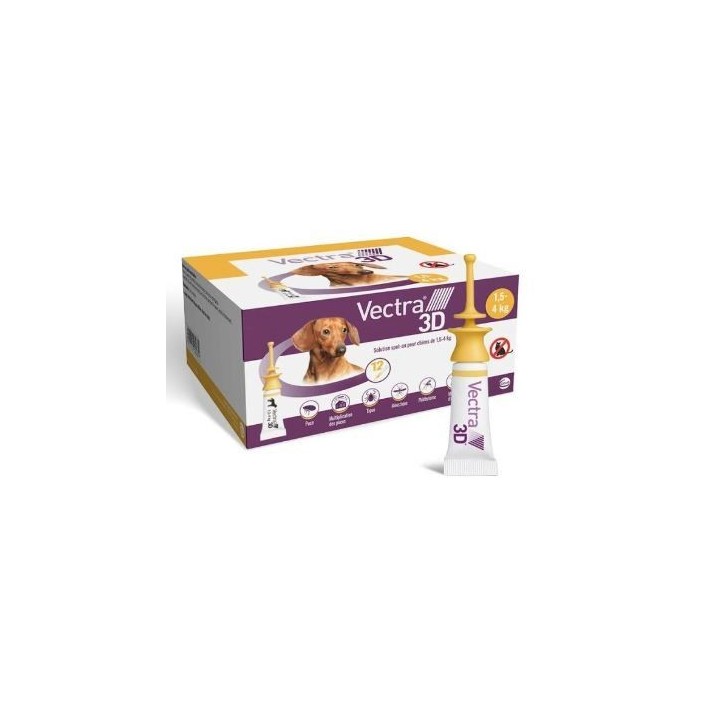 Hundepflege 1,5-4 kg gegen Flöhe Ceva Vectra 3d (x12)