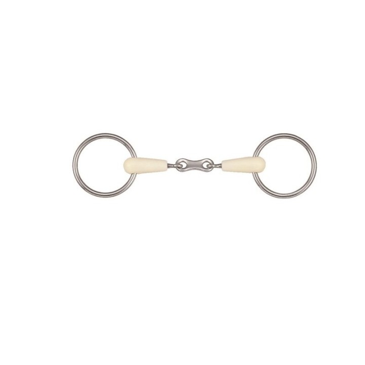Gebiss 2 Ringe für Pferd abnehmbar Doppelgelenk + Kettenglied Soyo Happy mouth