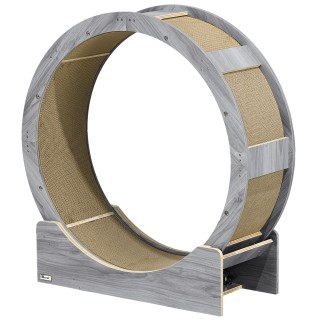 PawHut Katzenlaufrad Laufrad für Katzen 91 cm mit Bremse, Kratzbrett, Katzenrad für gesunde Bewegung, Entspannung, Grau   Aos