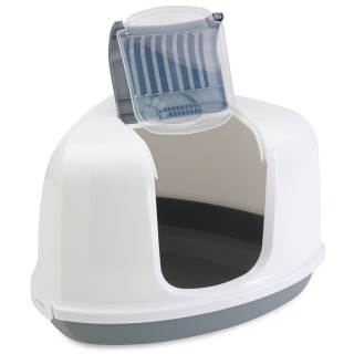 Savic Katzentoilette Nestor Corner - Starterset: Toilette hellgrau/weiß + 2 extra Filter + 12 Bag it up