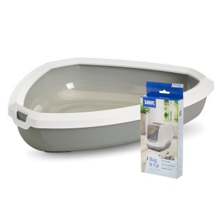 Savic Rincon Ecktoilette mit Rand - Starterset: Toilette grau/weiß + 12 Bag it up