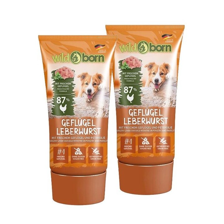 Wildborn Premium Geflügel-Leberwurst aus der Tube 2 x 75 g