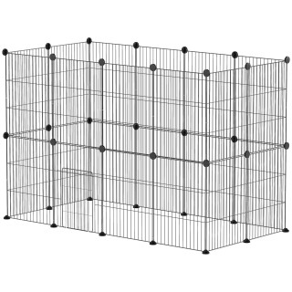 PawHut Freigehege für Kaninchen, Kleintiergehege Freilaufgehege, Meerschweinchen Gehege, Kleintiergehege aus Stahl, Gittergeh