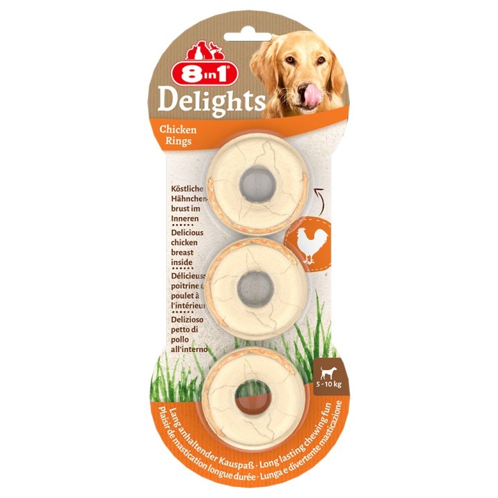 8in1 Delights Kauringe Huhn - Sparpaket: 6 x 119 g (18 Stück)