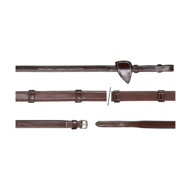 Pferdezügel aus Leder mit 7 Zügelstangen (ohne Stopper) Dy’on Hunter 5/8"