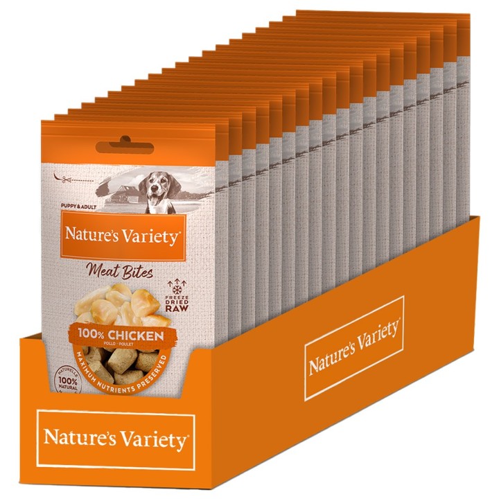Nature's Variety Gefriergetrocknete Fleischhappen für Hunde - Huhn 20 x 20 g