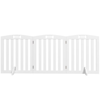 PawHut Absperrgitter Hund 3-teilig, 155 x 61 cm Faltbar Türschutzgitter mit 2 Stützfüßen, Freistehend Hundegitter, Treppengit