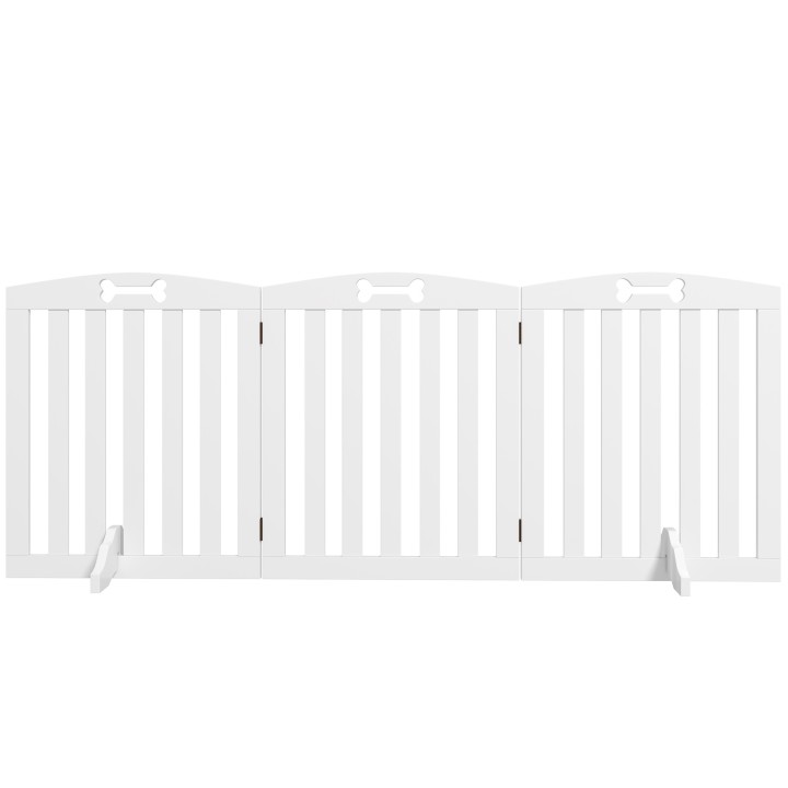 PawHut Absperrgitter Hund 3-teilig, 155 x 61 cm Faltbar Türschutzgitter mit 2 Stützfüßen, Freistehend Hundegitter, Treppengit