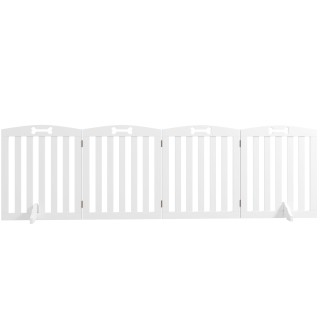 PawHut Absperrgitter Hund 4-teilig, 207,5 x 61 cm Faltbar Türschutzgitter mit 2 Stützfüßen, Freistehend Hundegitter, Treppeng