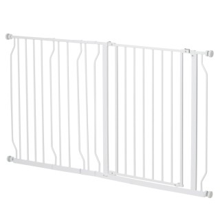 PawHut Hunde Türschutzgitter Treppenschutzgitter, 75-145 cm Hunde Türgitter, Baby Türgitter, Klemmgitter, Schutzgitter, Zwei-