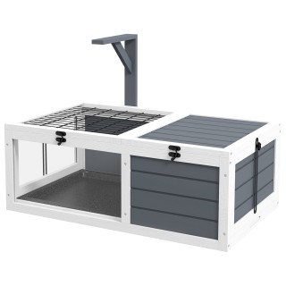 PawHut Haus Gehege Käfig für kleine Tier Schildkröte mit 2 Räumen, Lampenhalter und 2 herausziehbare Tabletts, 81 x 48 x 31,5