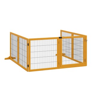 PawHut Hundesicherheitsgitter freistehendes Gitter modulares klappbares 6 Paneele 2 Stützfüße Kiefernholz 432 x 36 x 70 cm ge