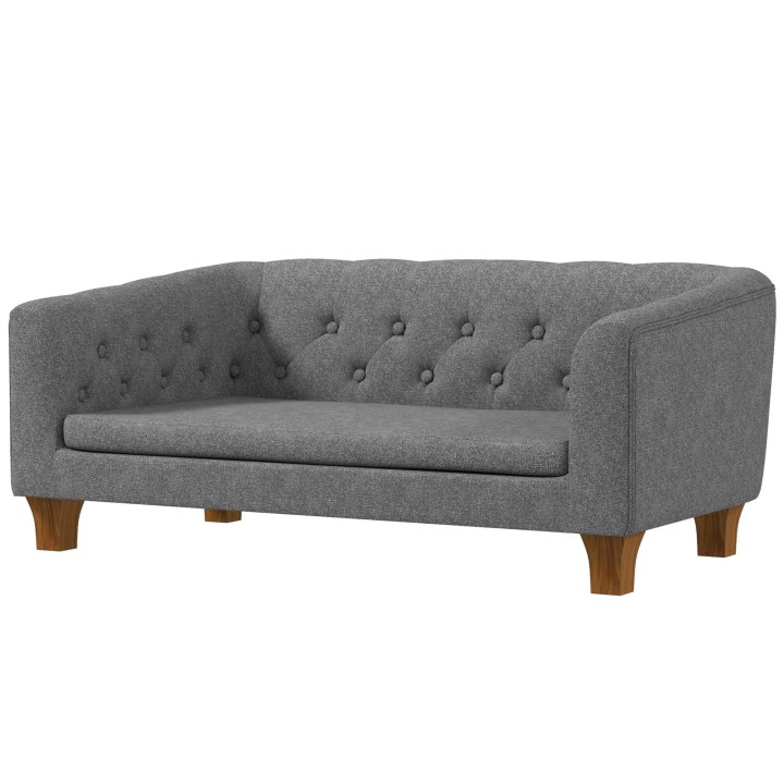 PawHut Hundesofa und Katzensofa, erhöhtes Hundebett für kleine und mittelgroße Hunde, mit weichem abnehmbarem Kissen, einfach