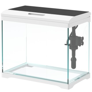 PawHut Aquarium mit LED-Beleuchtung, Filtersystem, 17L Fischtank, Tropenfischaquarium mit Wasserpumpe Weiß   Aosom