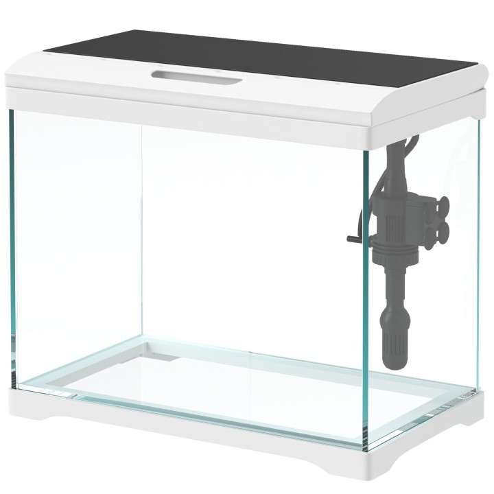 PawHut Aquarium mit LED-Beleuchtung, Filtersystem, 17L Fischtank, Tropenfischaquarium mit Wasserpumpe Weiß   Aosom