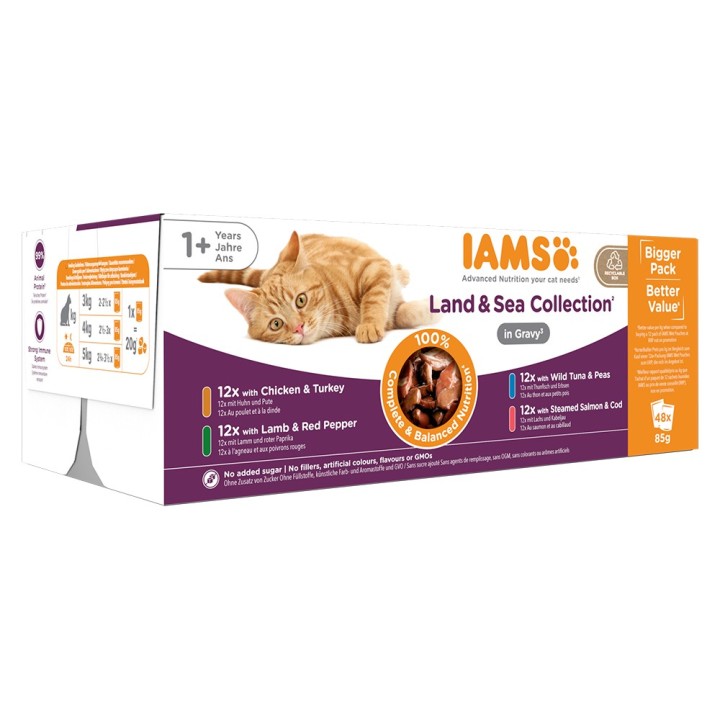 IAMS Advanced Nutrition Adult Land & Sea Mix - Sparpaket: in Sauce (48 x 85 g)