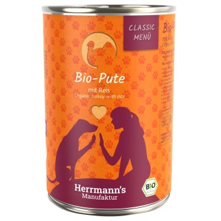 Herrmann's Classic Bio-Menü 6 x 400 g - Bio-Pute mit Bio-Reis