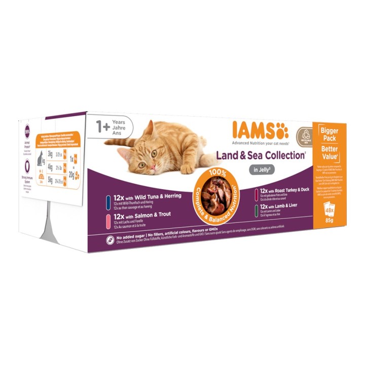 IAMS Advanced Nutrition Adult Land & Sea Mix - Sparpaket: in Gelee (48 x 85 g)