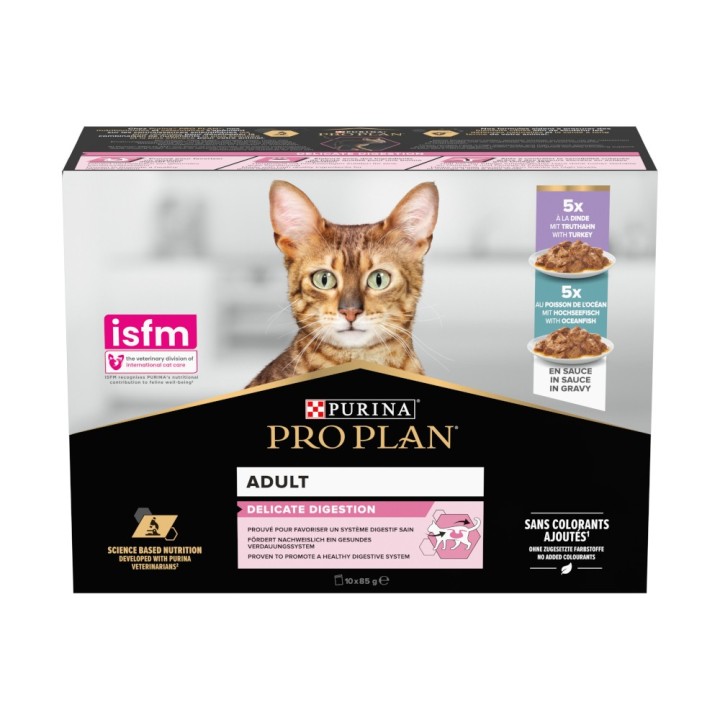 PURINA PRO PLAN Cat Adult Delicate Digestion 10 x 85 g - Truthahn und Hochseefisch