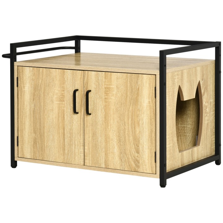 PawHut Katzenschrank toilette mit 2 Ebenen und 2 Räume, katzentoilette schrank, Multifunktional und praktisch, 82,3 x 51 x 54