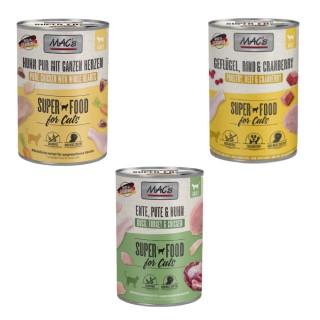 MAC´s Kombi-Paket 18 x 400 g Nassfutter - 6 x 400 g Geflügel & Cranberry  + 6 x 400 g Huhn PUR mit ganzen Geflügelherzen + 6