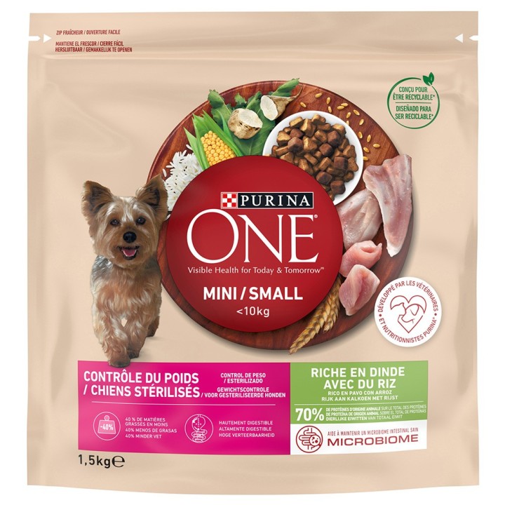 PURINA ONE Mini Weight Control / Sterilised Truthahn & Reis - 9 kg (6 x 1,5 kg)