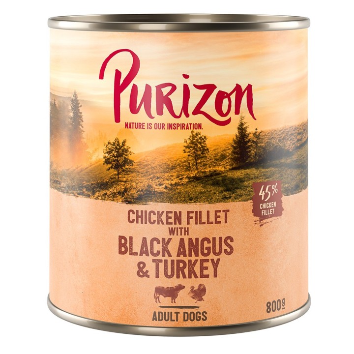 Purizon Original Adult 6 x 800 g - Hühnerfilet mit Black Angus & Truthahn, Süßkartoffel und Cranberry