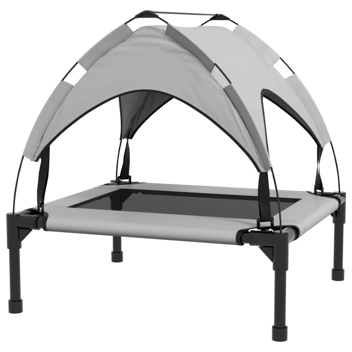 PawHut Erhöhtes Hundebett mit Baldachin, Haustierbett, Outdoor Hundeliege mit Dach, Atmungsaktiv, für kleine und mittelgroße