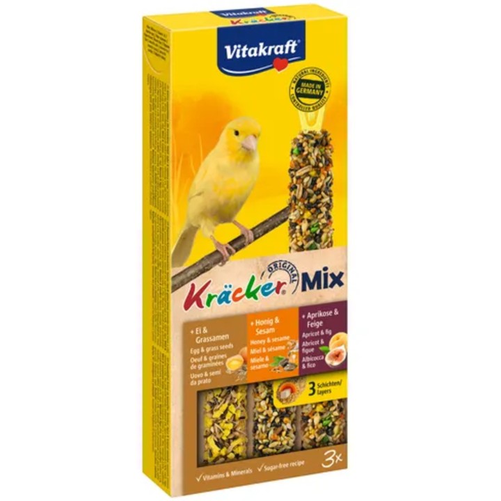 Vitakraft Kräcker® Trio-Mix Ei, Frucht, Honig - Kanarien - 3 Stk