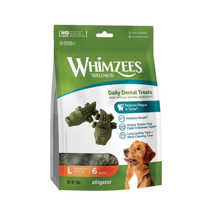 Whimzees by Wellness Alligator Snack - Größe L: für große Hunde (6 Stück)