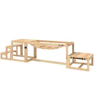 PawHut Hunde Agility Set, 4er-Set Hundetraining mit Brücke, Treppe, Plattform, Agility-Ausrüstung aus Tannenholz für große Hu