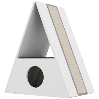 PawHut Katzenhöhle 2 Ebenen, Katzenhaus, Schlafplatz für Innenkatzen mit 2 Teppichen und 4 Sisal-Kratzflächen, gemütliche Höh