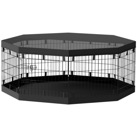 PawHut Hundepark, Innenhundeausschuss, 8 faltbare modulare Paneele, mit Tür, obere und untere Abdeckung, Stahl, 61 x 61 cm, s