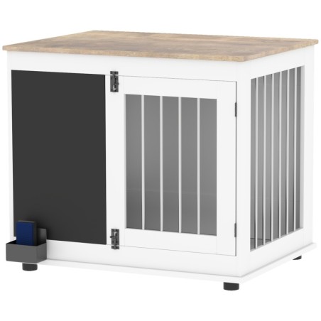 PawHut Hundekäfig, Innenhundekäfig, mit 3 Türen, Tafel, Doppelfunktion, für mittelgroße Hunde bis zu 20 kg, 80 x 60 x 70 cm,